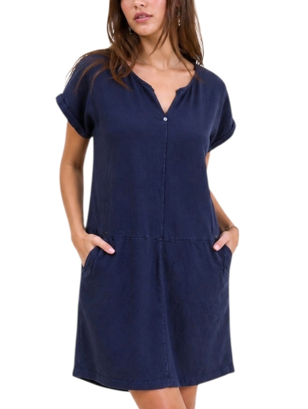 Sandwich T Shirt Dress Blue Cotton Women Medium Casual Relaxed Fit